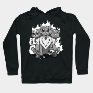 Kawaii Dark Pastel Cute Creepy 3 Headed Cat Skull Hoodie